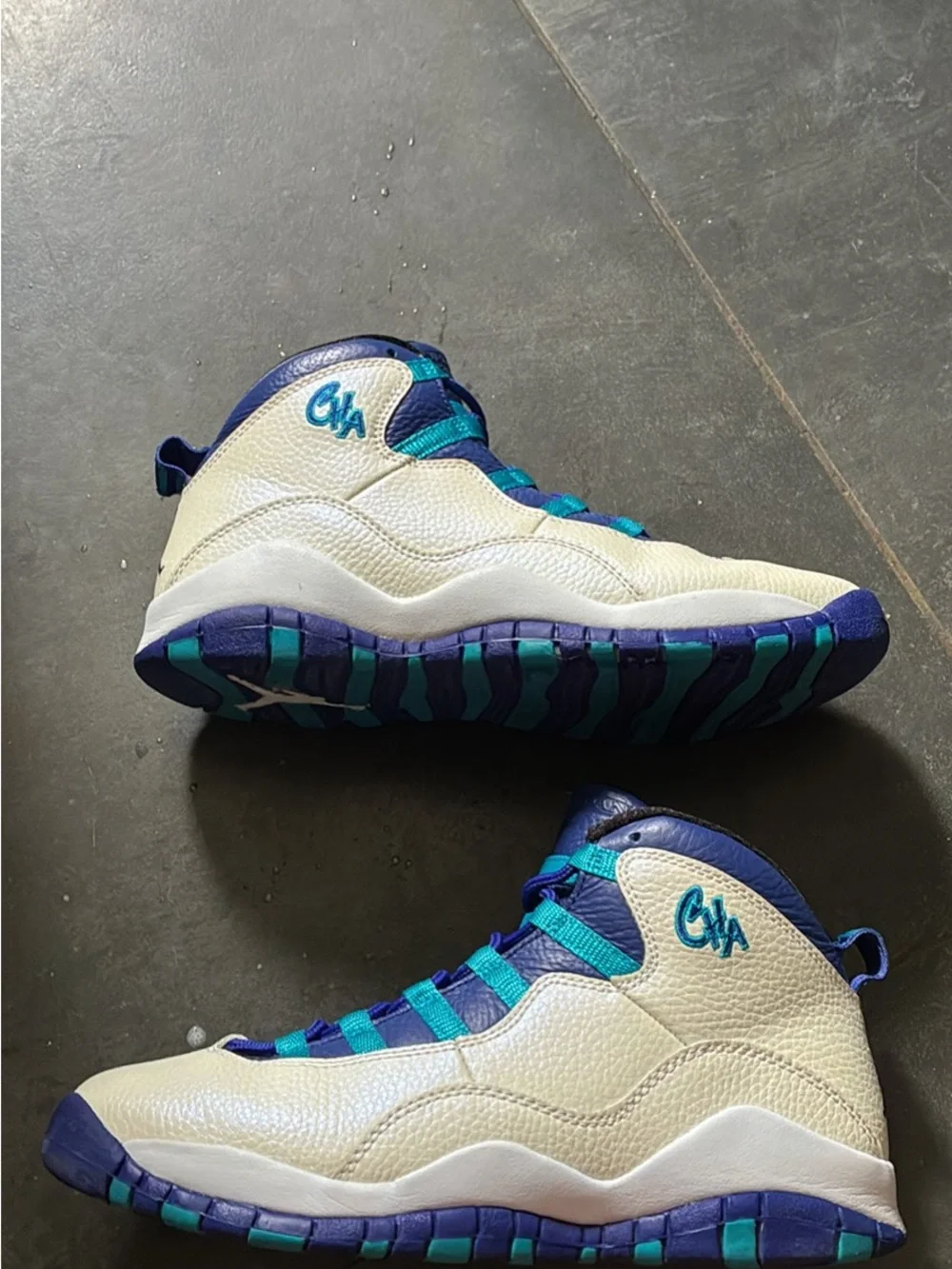 Jordan Kids White Sneakers with Blue and Teal Accents